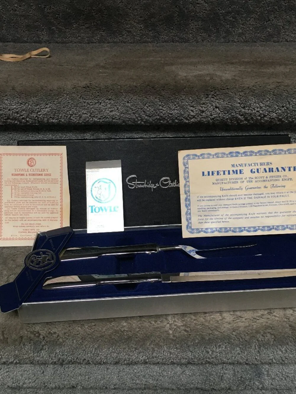 Towle Silversmiths Cutlery Knife and Serving Fork Set with Box, circa 1950s-1960